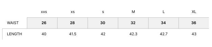 Size Chart